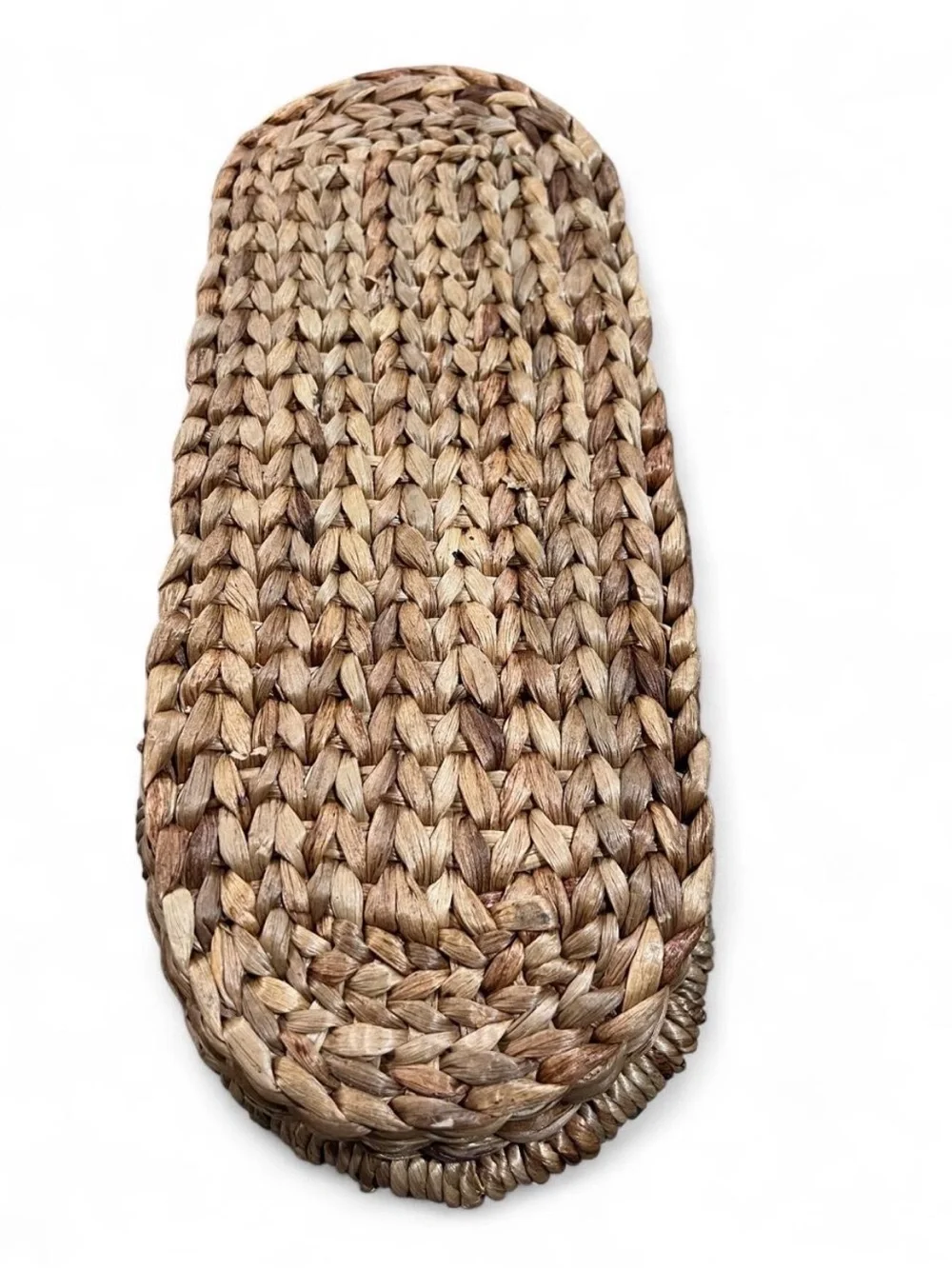 Handwoven Seagrass or Hyacinth Oval Basket NonRemovable Round Inner Basket